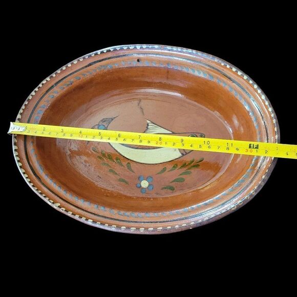 Vintage Mexican Red Clay Decorative Serving Dish - Picture 5 of 6